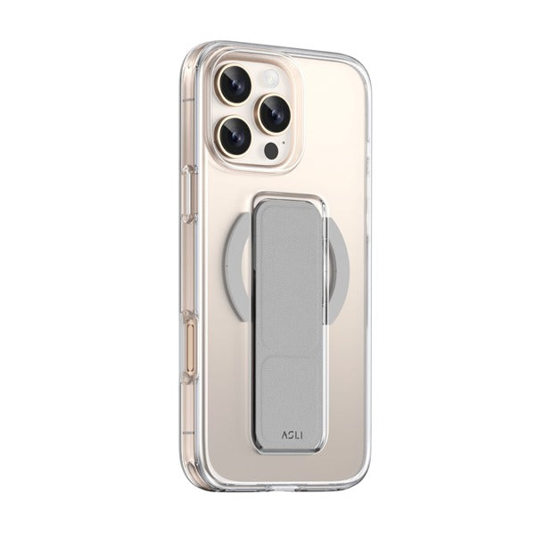 Asli iPhone 15 Pro Leather Grip Case Clear/Gray