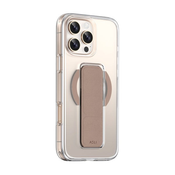 Asli iPhone 15 Pro Leather Grip Case Clear/Brown