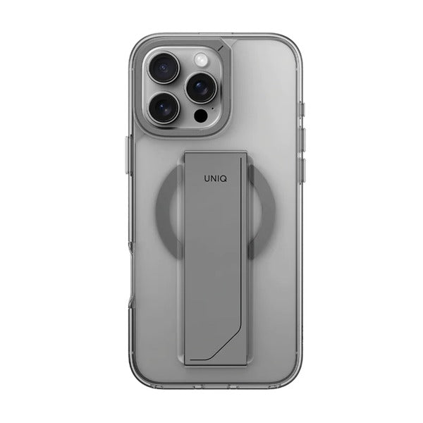 Uniq iPhone 16 Pro Max Hybrid Heldro Max MagSafe Case with Camera Stand Lucent | Clear