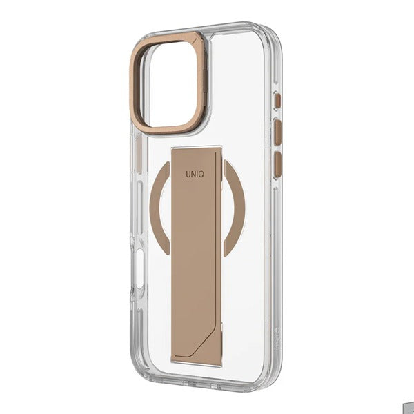 Uniq iPhone 16 Pro Max Hybrid Heldro Max MagSafe Case with Camera Stand | Taupe Gold