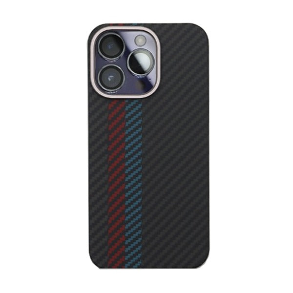 Carbon iPhone 14 Pro Max Cover With Magsafe Black red Blue