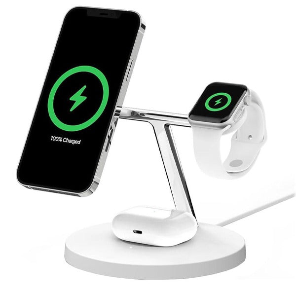 3-in-1 15W Fast Wireless Charging Station - White