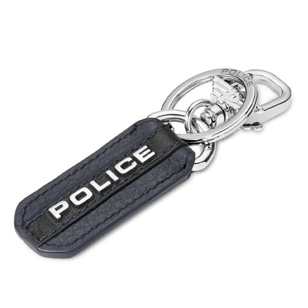 Police Avon Mens Keyring in Leather Navy Blue