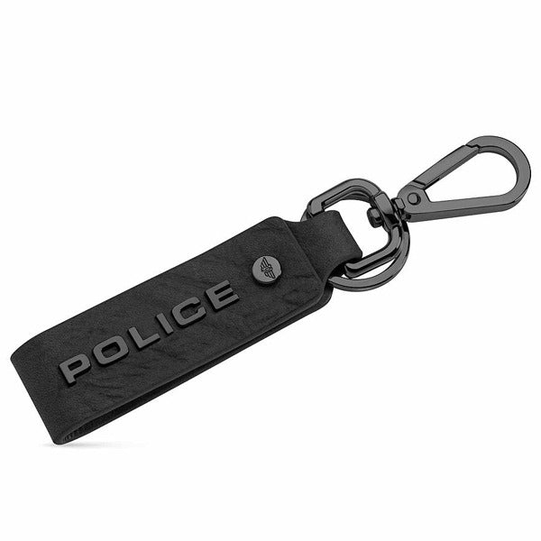 Police Leather Keyring Droid Black