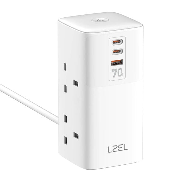 LZEL Zenith Power Hub 70W GaN Tower Extension Power Socket | White