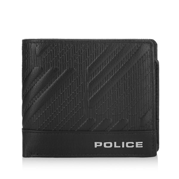 Police Nouveau Mens Leather Wallet w/ Debos Elect- Xtra Card Holder Black