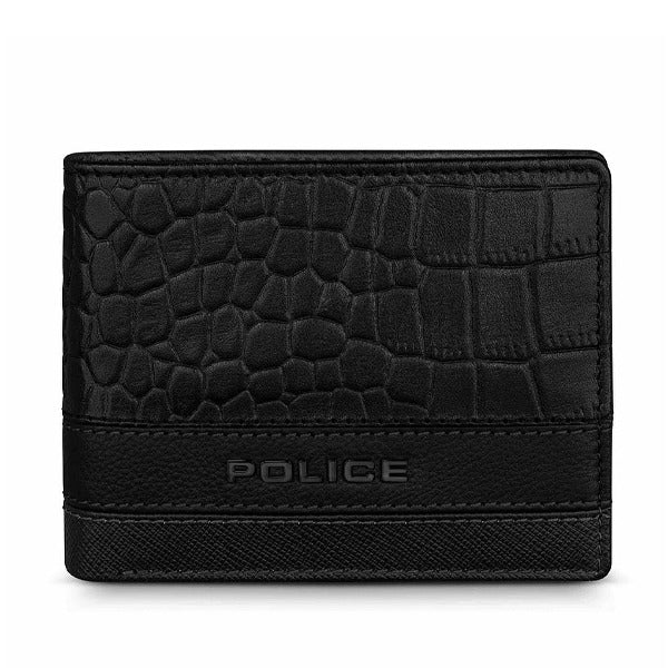 Police Enzo Mens Leather w/ Addon Card Holder Black