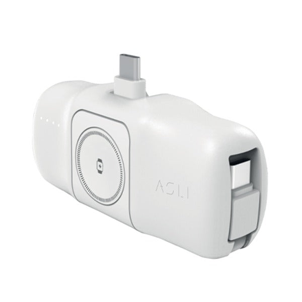 Asli 5000mAh Charger POD Prime USB-C Power Bank With Watch Dock White