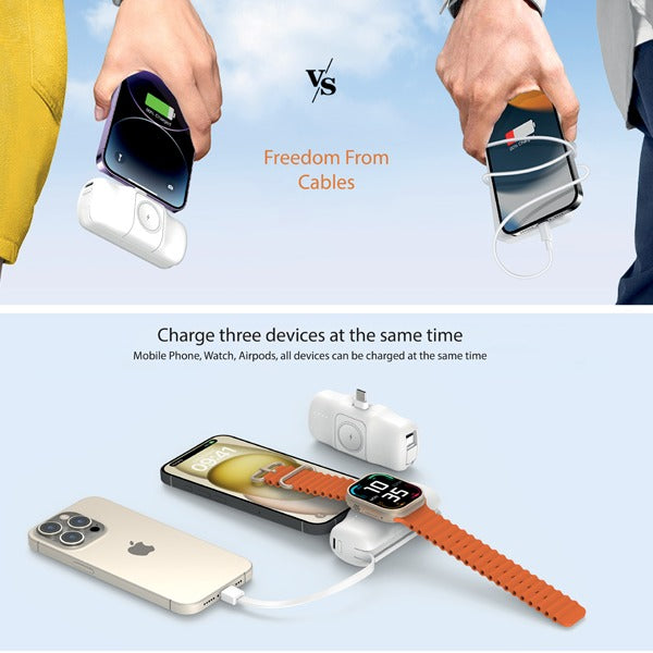 بطارية شحن متنقلة لاسلكية للساعة Charger POD Prime من أسلي جلوبال  سعة 5000 مللي أمبير | أبيض