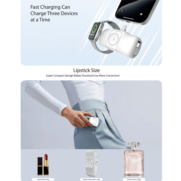 بطارية شحن متنقلة لاسلكية للساعة Charger POD Prime من أسلي جلوبال  سعة 5000 مللي أمبير | أبيض