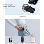 بطارية شحن متنقلة POD Prime Lighting من أسلي جلوبال 5000 مللي أمبير مع قاعدة شحن لاسلكية للساعة| أسود