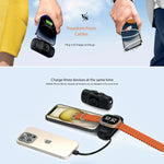 بطارية شحن متنقلة POD Prime Lighting من أسلي جلوبال 5000 مللي أمبير مع قاعدة شحن لاسلكية للساعة| أسود