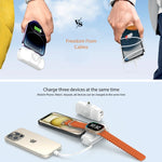 بطارية شحن متنقلة POD Prime Lighting من أسلي جلوبال 5000 مللي أمبير مع قاعدة شحن لاسلكية للساعة| أبيض