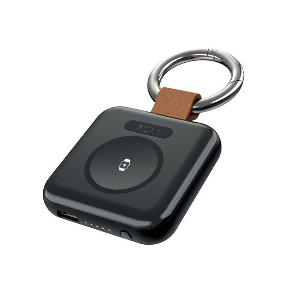 بطارية شحن متنقلة صغيرة لاسلكية للساعة من أسلي جلوبال سعة 1200 مللي أمبير | أسود