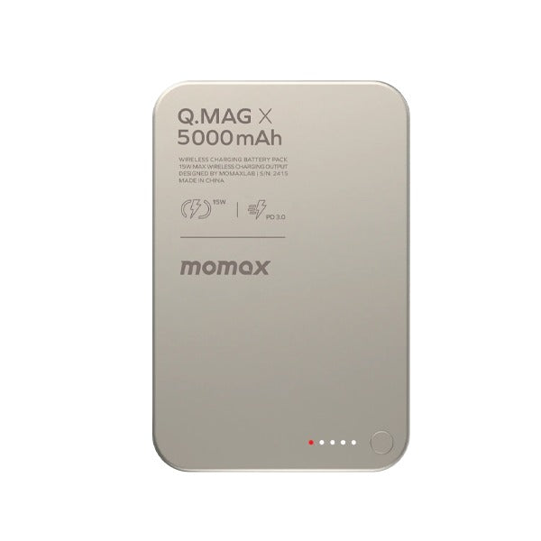 Momax 5000mAh Q.Mag X Magnetic Wireless Battery Ultra Slim | Titanium Gold