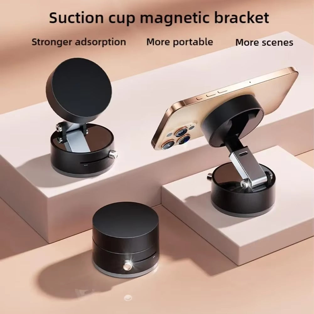 Magnetic Vacuum Suction Cup Phone Holder Multifunctional Foldable Storage Black