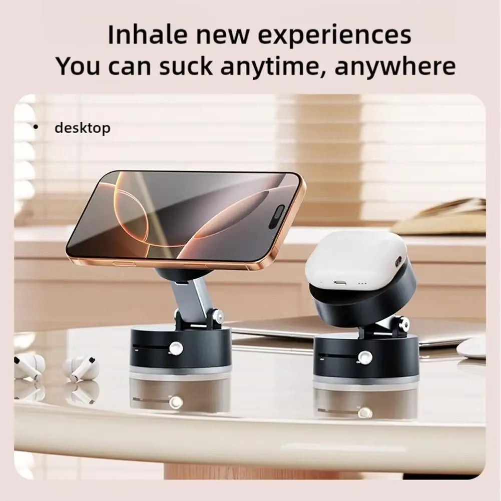 Magnetic Vacuum Suction Cup Phone Holder Multifunctional Foldable Storage Black