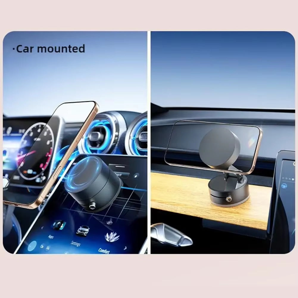 Magnetic Vacuum Suction Cup Phone Holder Multifunctional Foldable Storage Black