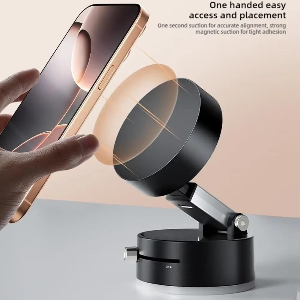 Magnetic Vacuum Suction Cup Phone Holder Multifunctional Foldable Storage Black