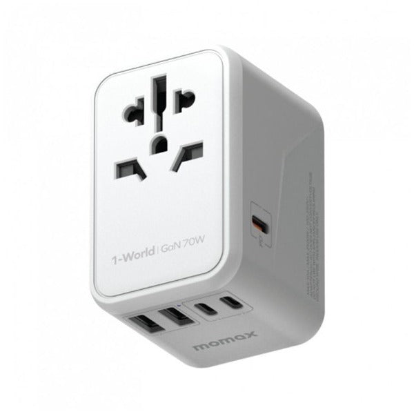 Momax 1-World 70W GaN 5 ports + AC Travel Adapter | White