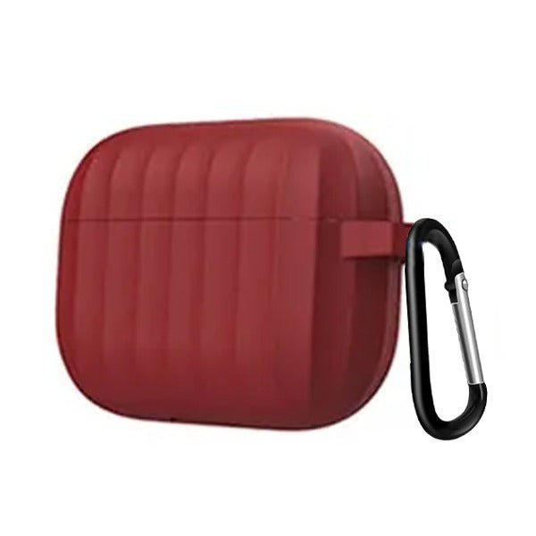 كڤر حماية مطاطي لسماعات Airpods 4 مع سلسلة مفاتيح | أحمر داكن