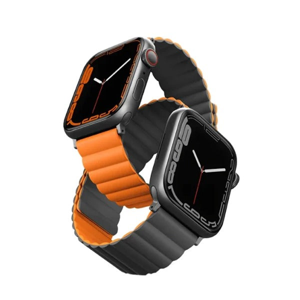 Uniq Revix Reversible Magnetic for Apple Watch Strap 42/44/45mm | Charcoal Grey/Orange