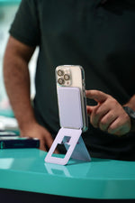 LZEL Magsafe PU Leather Card Holder And Tripod Stand Aegis Clio | Light Purple