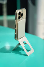 LZEL Magsafe PU Leather Card Holder And Tripod Stand Aegis Clio | Light Gray