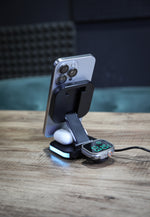Magnexus شاحن لاسلكي من ليزل 5 في 1 لاسلكي مغناطيسي، شحن سريع بقوة 15 واط، منفذ USB-C
