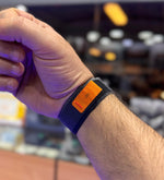 سوار مصنوع من القماش مع نايلون مدمج من ليزل 42/44/45/46/49مم لساعة أبل|أسود/رمادي