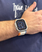 سوار مصنوع من القماش مع نايلون مدمج من ليزل 42/44/45/46/49مم لساعة أبل|برتقالي/بني فاتح