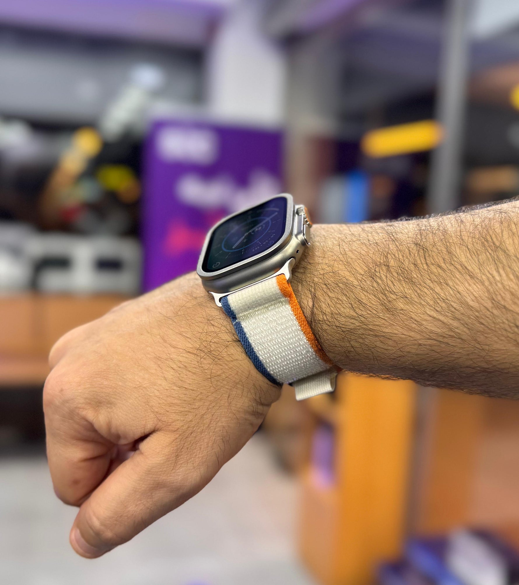 سوار مصنوع من القماش مع نايلون مدمج من ليزل 42/44/45/46/49مم لساعة أبل|برتقالي/بني فاتح