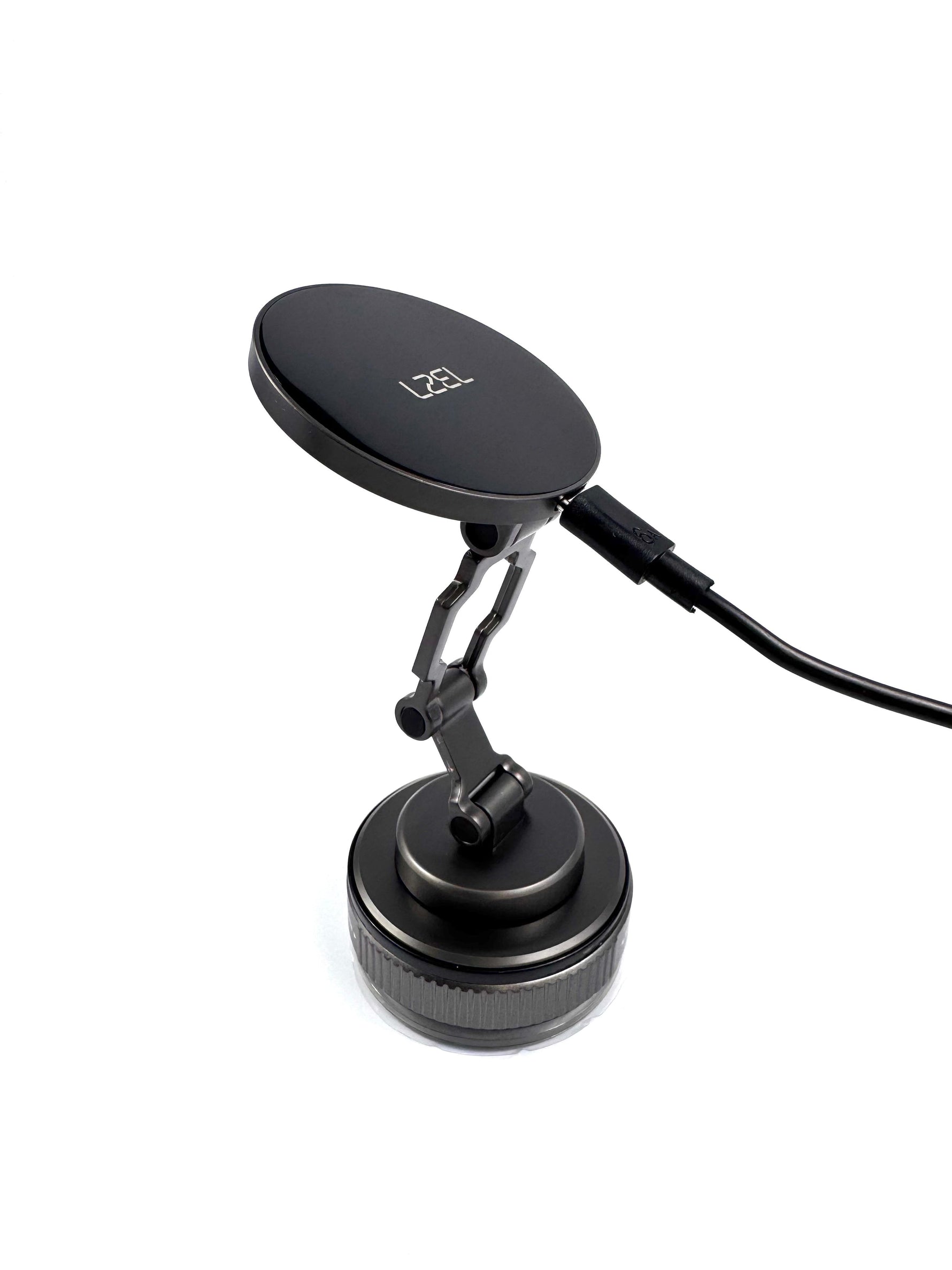 LZEL Mag Vortex Axis Vacuum Suction Phone Holder with Wireless Charging | Black