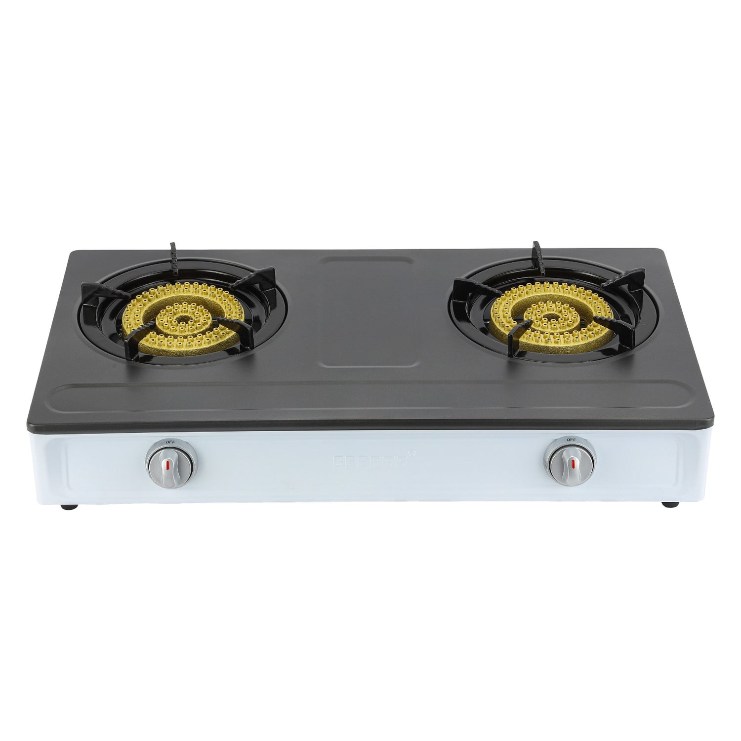 Geepas Stainless Steel Gas Cooker – 2 Cast Iron Burners, Efficient Heating