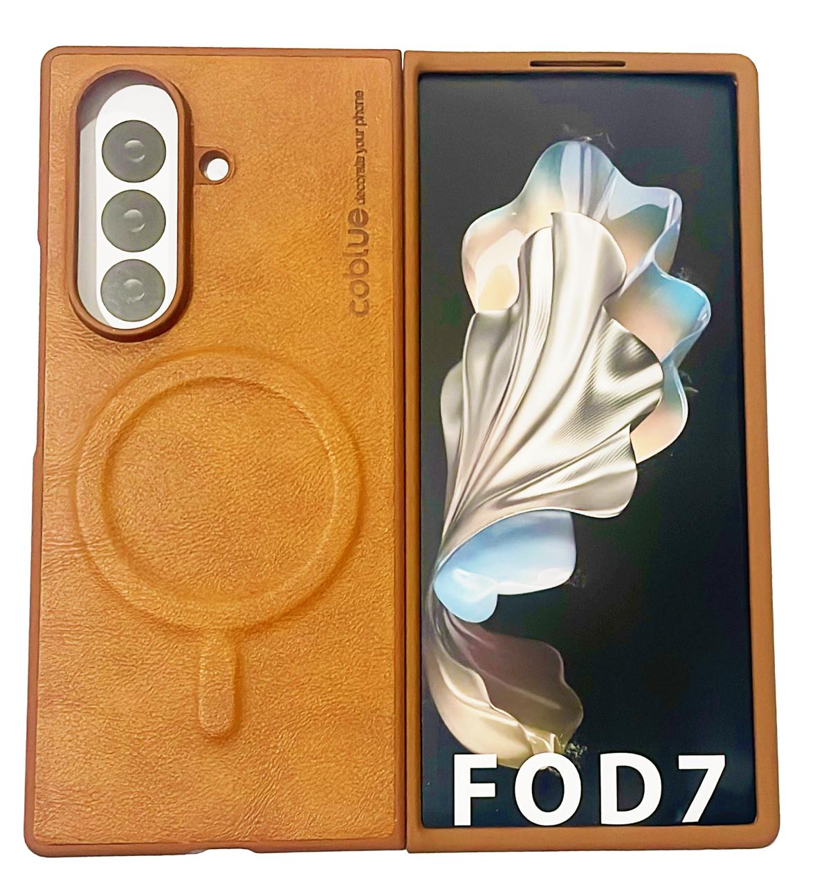 Coblue Premium Leather Magnetic Case – Samsung Galaxy Z Fold 7 | Brown