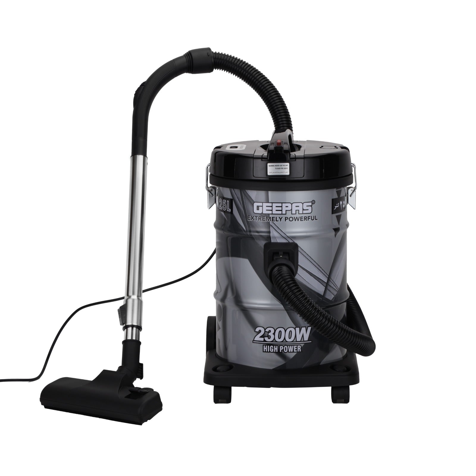 Geepas Drum Vacuum Cleaner | 2300W High Power | Large Capacity Dust Tank| Low Noise Operation| Strong Suction & Efficient Deep Cleaning Appliance for Home