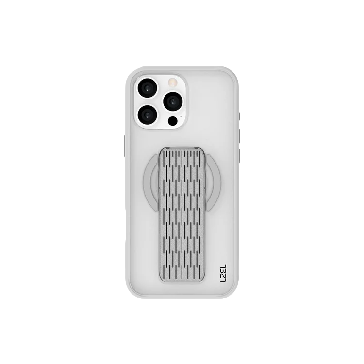 LZEL كڤر MatteMag Kickstand MagSafe مع حزام – حماية حواف معززة لهاتف iPhone 16 Pro Max | رمادي فاتح