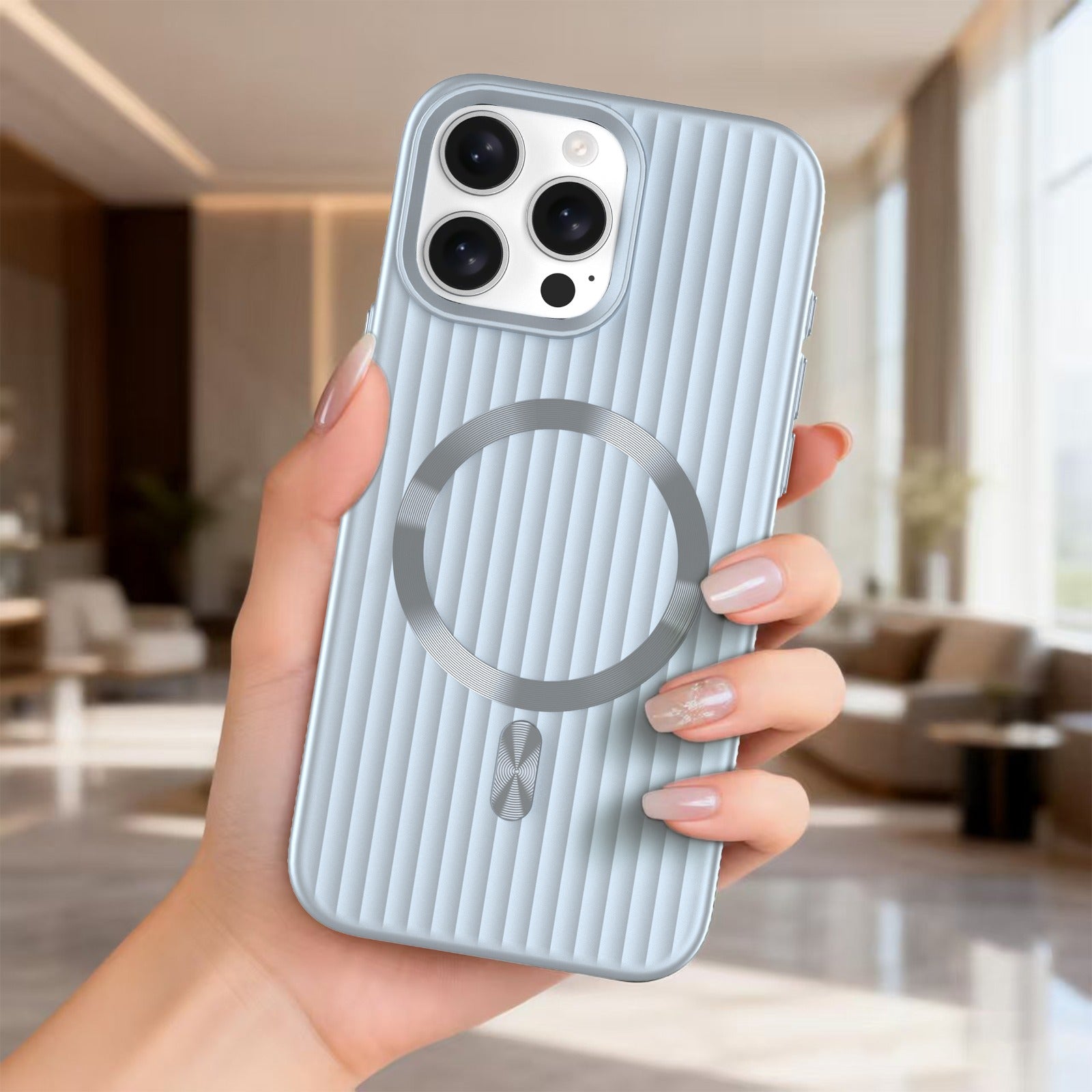 كڤر حماية ASLI Corrugared Ridge المعدني المميز لهاتف iPhone 16 Pro مع حماية محسّنة للكاميرا.