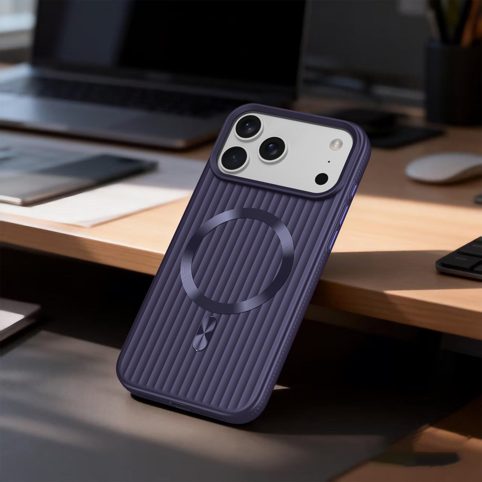 ASLI Corrugared Ridge Premium Metalic Case With Enhanced Camera Protection Case For iPhone 17 Pro Max