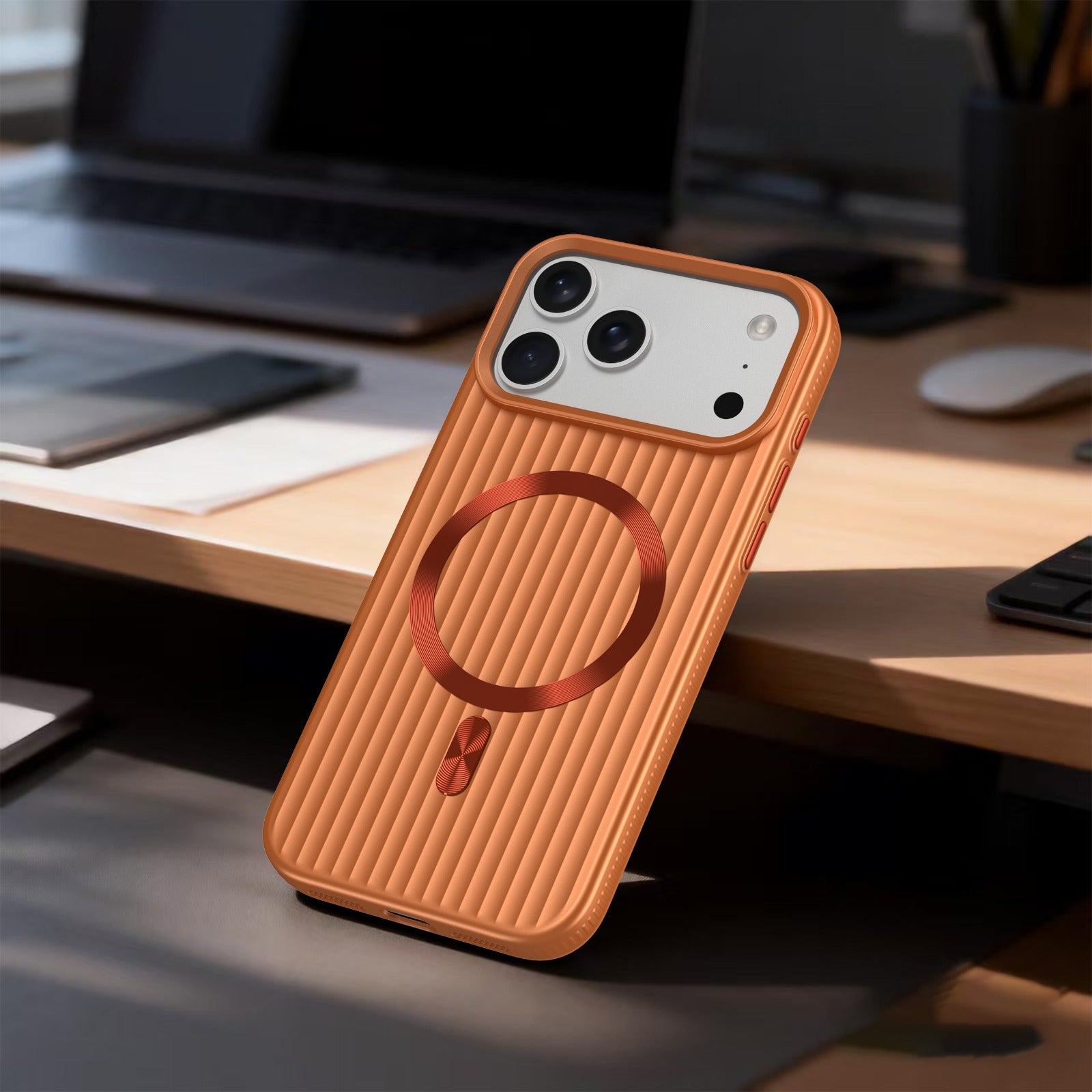 ASLI Corrugared Ridge Premium Metalic Case With Enhanced Camera Protection Case For iPhone 17 Pro Max