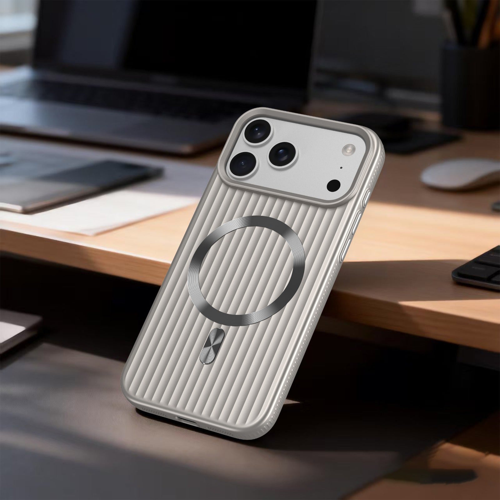 ASLI Corrugared Ridge Premium Metalic Case With Enhanced Camera Protection Case For iPhone 17 Pro Max