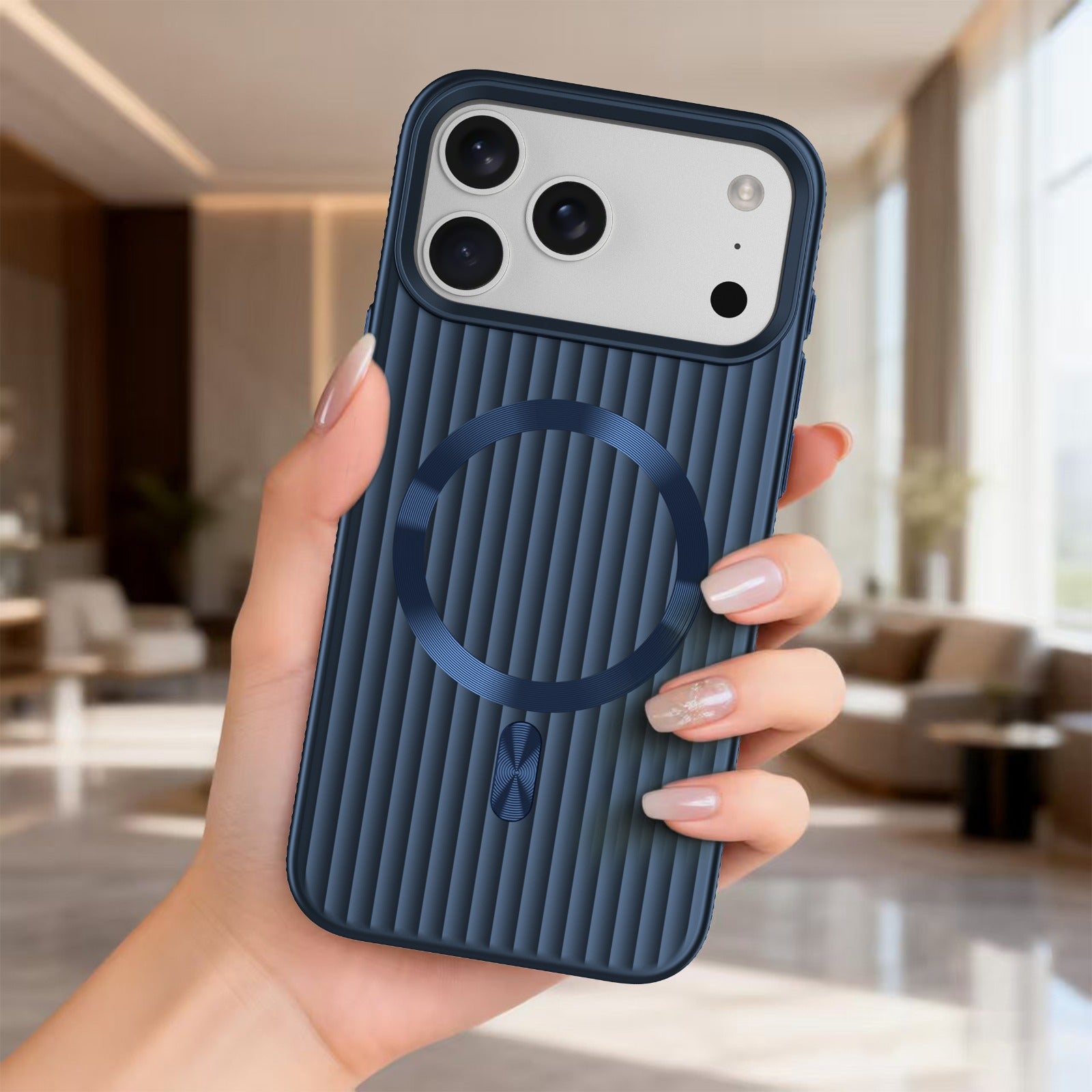 ASLI Corrugared Ridge Premium Metalic Case With Enhanced Camera Protection Case For iPhone 17 Pro Max