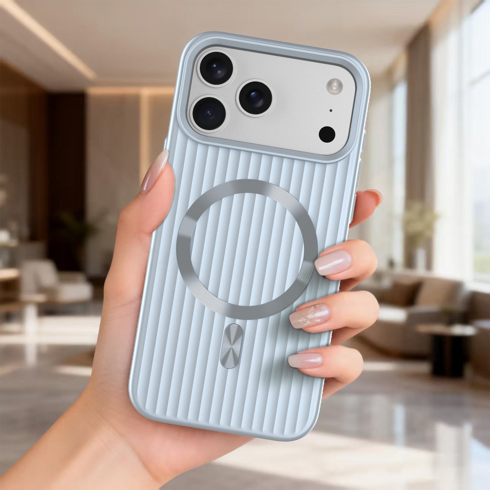 ASLI Corrugared Ridge Premium Metalic Case With Enhanced Camera Protection Case For iPhone 17 Pro Max