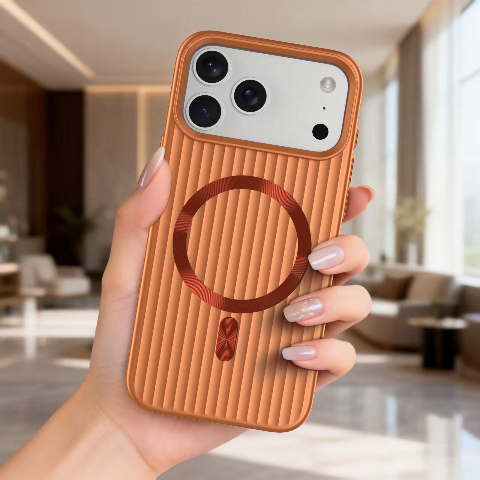 ASLI Corrugared Ridge Premium Metalic Case With Enhanced Camera Protection Case For iPhone 17 Pro Max