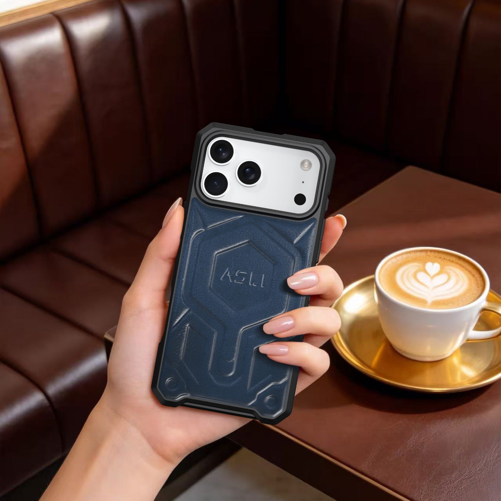 ASLI Leather Hybrid Premium Leather Case With Drop Protection And Heat Dissipation Case For 17 Pro Max