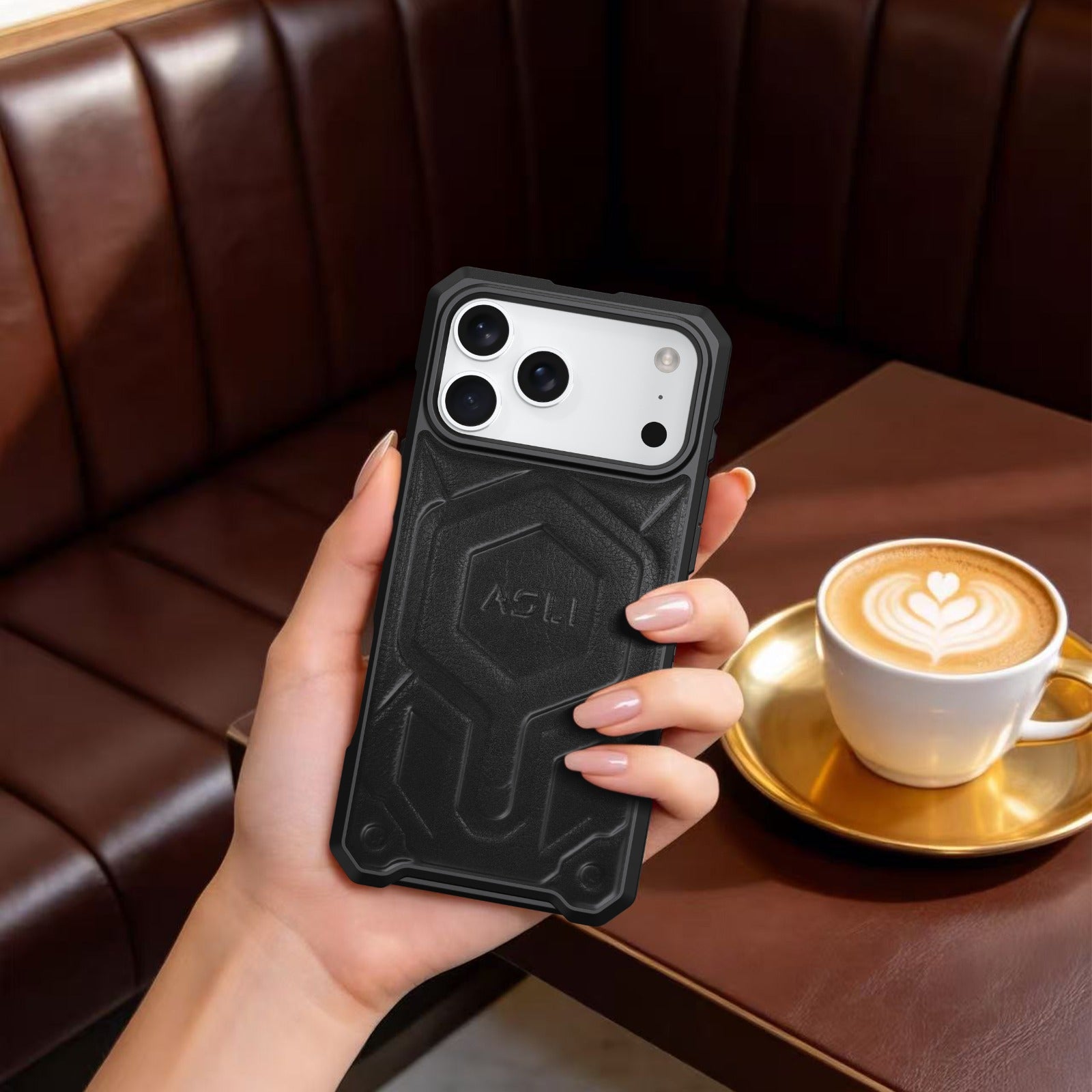 ASLI Leather Hybrid Premium Leather Case With Drop Protection And Heat Dissipation Case For 17 Pro Max