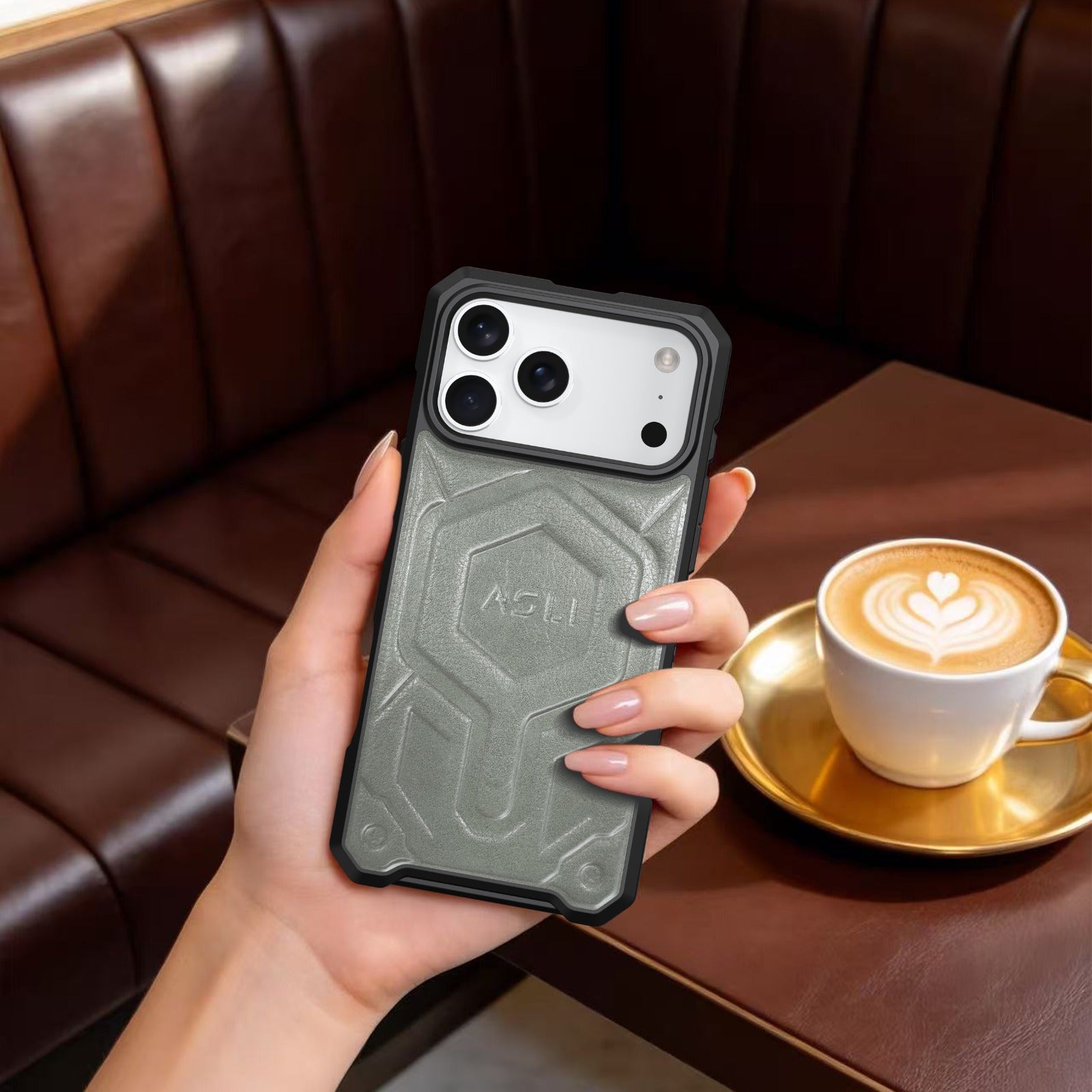 ASLI Leather Hybrid Premium Leather Case With Drop Protection And Heat Dissipation Case For 17 Pro Max