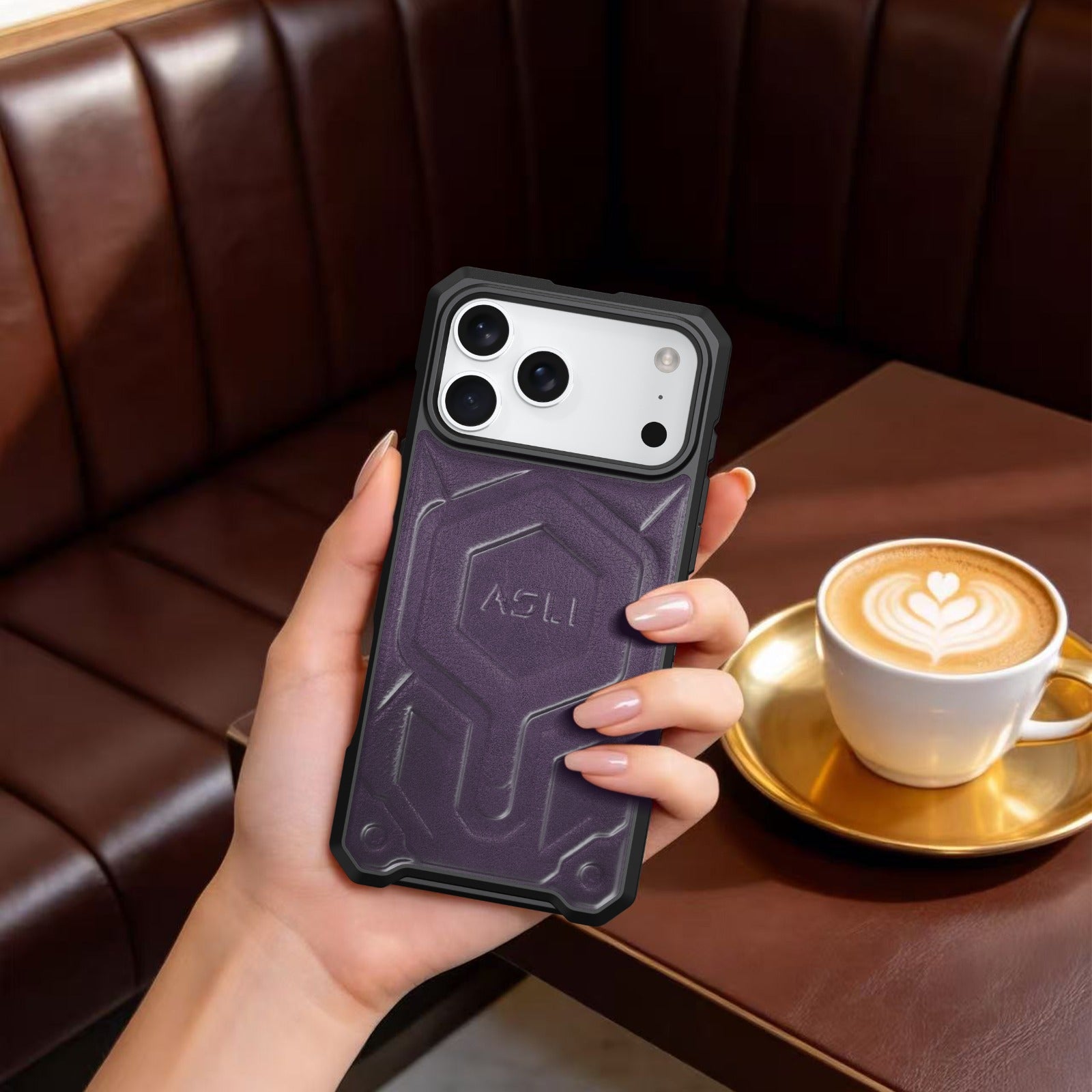 ASLI Leather Hybrid Premium Leather Case With Drop Protection And Heat Dissipation Case For 17 Pro Max