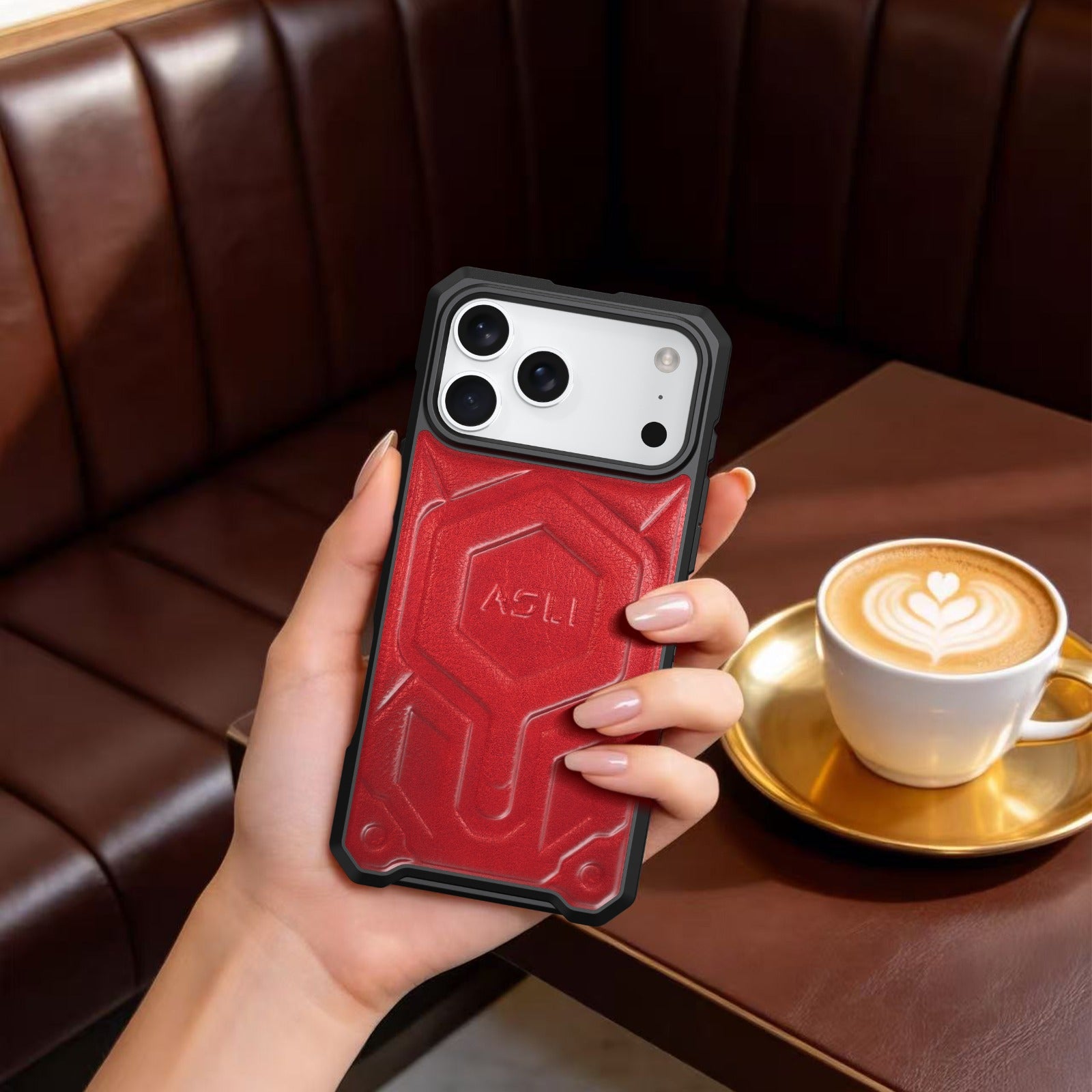 ASLI Leather Hybrid Premium Leather Case With Drop Protection And Heat Dissipation Case For 17 Pro Max