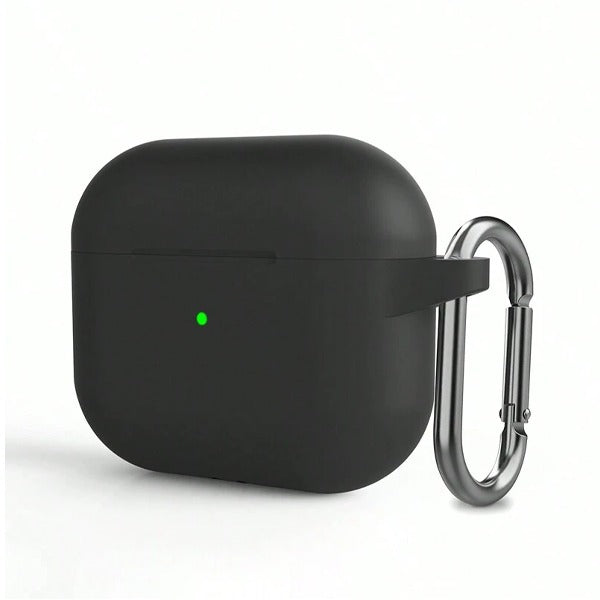 Airpods 4 Silicone Protective Cover with Carabiner | Black